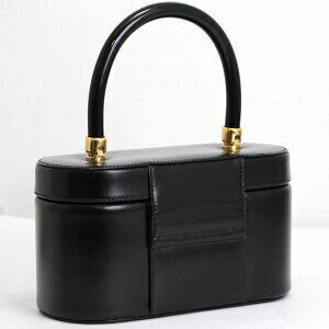 Gucci Top Turnlock Vanity Leather Black Handle Handbag Calf